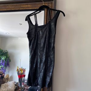 Savage, medium black, stripy, rocker tang style shirt, mini dress, unique style